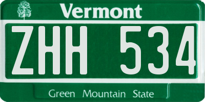 VT license plate ZHH534