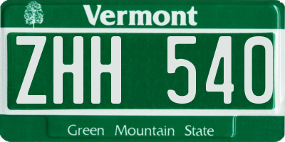 VT license plate ZHH540
