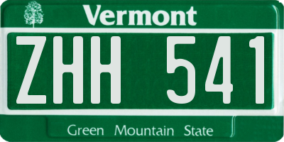 VT license plate ZHH541
