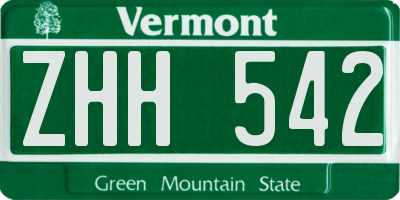 VT license plate ZHH542