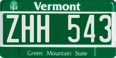 VT license plate ZHH543