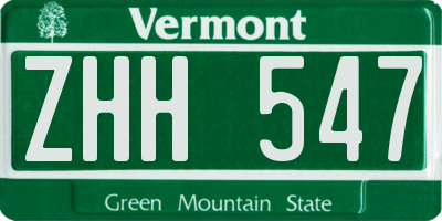 VT license plate ZHH547