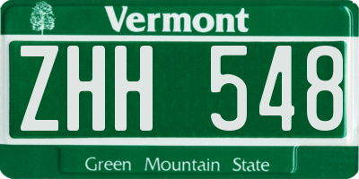 VT license plate ZHH548