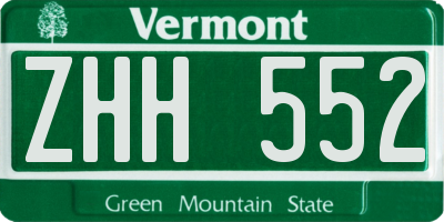 VT license plate ZHH552