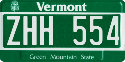 VT license plate ZHH554