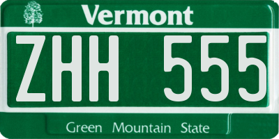 VT license plate ZHH555
