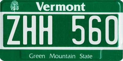 VT license plate ZHH560