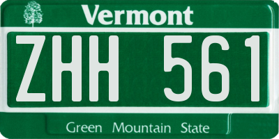 VT license plate ZHH561