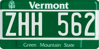 VT license plate ZHH562