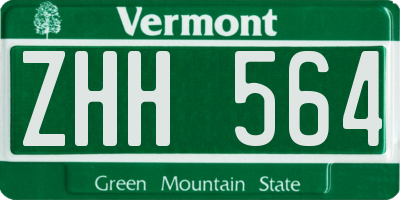 VT license plate ZHH564