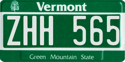 VT license plate ZHH565