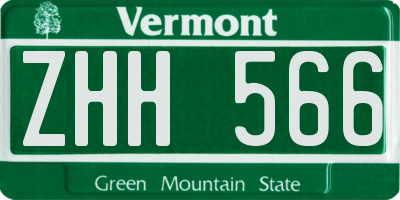 VT license plate ZHH566