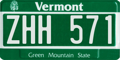 VT license plate ZHH571