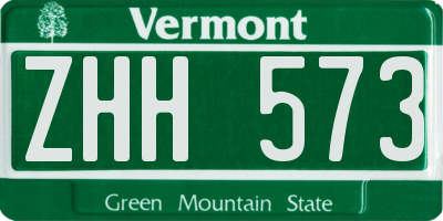 VT license plate ZHH573