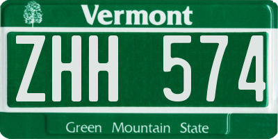 VT license plate ZHH574