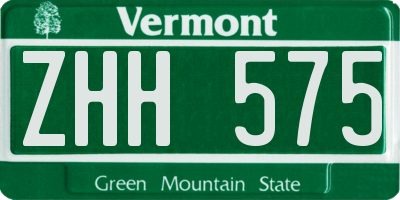 VT license plate ZHH575