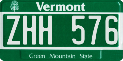 VT license plate ZHH576