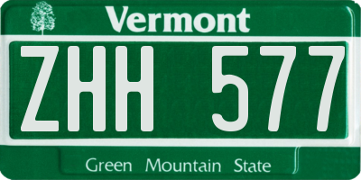 VT license plate ZHH577
