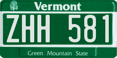 VT license plate ZHH581