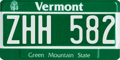 VT license plate ZHH582