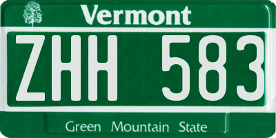 VT license plate ZHH583