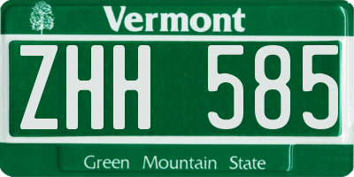 VT license plate ZHH585
