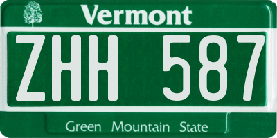 VT license plate ZHH587