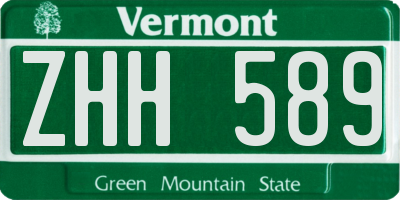VT license plate ZHH589