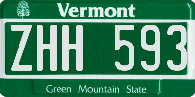VT license plate ZHH593