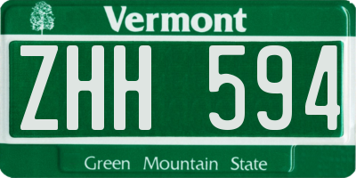 VT license plate ZHH594