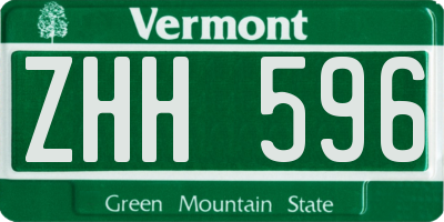 VT license plate ZHH596
