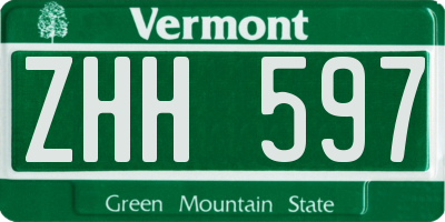VT license plate ZHH597