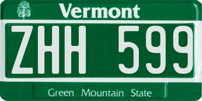 VT license plate ZHH599