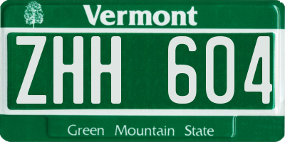 VT license plate ZHH604
