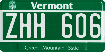 VT license plate ZHH606