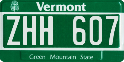VT license plate ZHH607