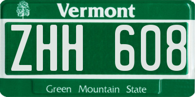 VT license plate ZHH608