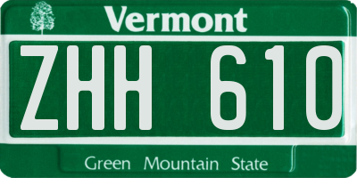 VT license plate ZHH610