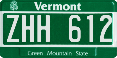 VT license plate ZHH612