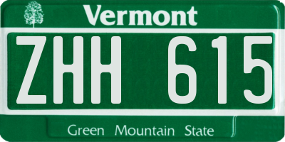 VT license plate ZHH615