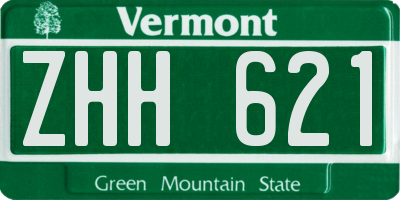VT license plate ZHH621