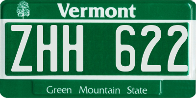 VT license plate ZHH622