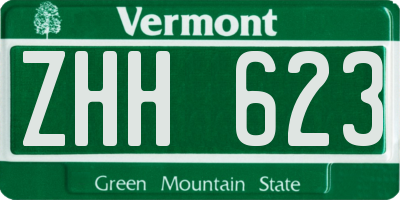 VT license plate ZHH623