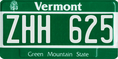 VT license plate ZHH625