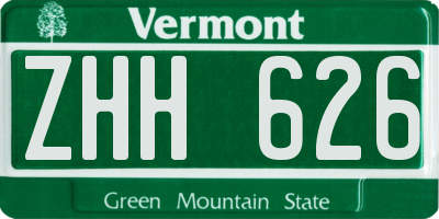 VT license plate ZHH626