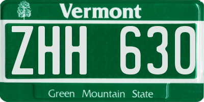 VT license plate ZHH630