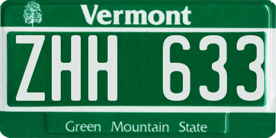 VT license plate ZHH633