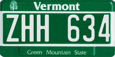 VT license plate ZHH634