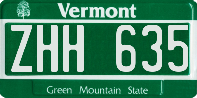 VT license plate ZHH635