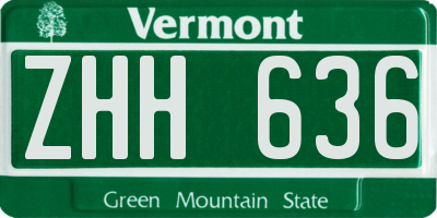 VT license plate ZHH636
